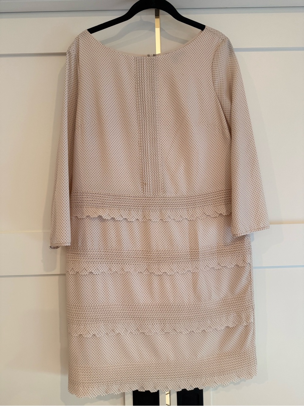Banana Republic Blush Beige Scalloped Trim Long Sleeve Dress